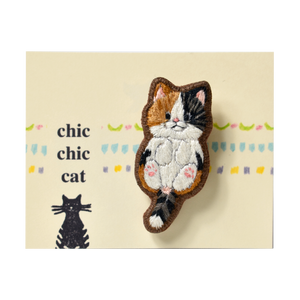 chic_chic_cat japanese handmade Baby Calico Cat Embroidered Brooch RARE FIND ZAKKA