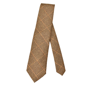 ADONIS Vintage Tweed Pattern Necktie Beige with Houndstooth Tweed Made in Italy