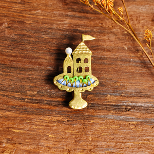 いつか 日本手作黃銅徽章別針 城堡 Itsuka Japan Brass Embroidery Brooch Castle BROOCHES