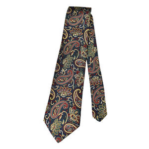 Brooks Brothers Makers Vintage Silk Pattern Necktie Navy Blue / Paisley