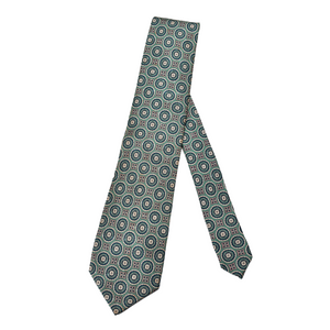 Burberrys OF LONDON Vintage Silk Pattern Necktie Blue-Green Teal / Medallion