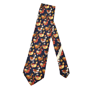 Emanuel Ungaro Vintage Silk Pattern Necktie - Navy Blue / Duck Carousel