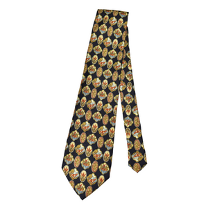 Errand Vintage Silk Pattern Necktie - Black / Beagle & Mallard