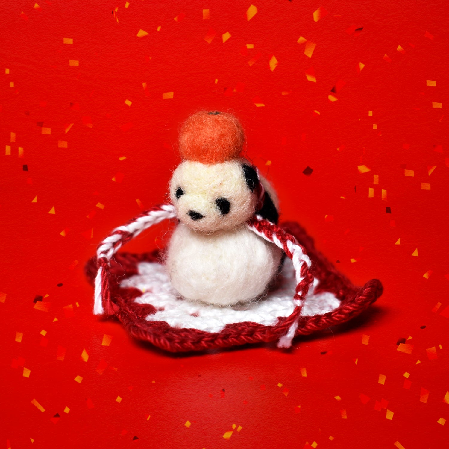Japanese Rice Cake Panda Needle Felted Figure