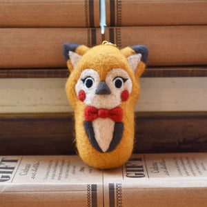ぺろけとちち Japanese Cute Handmade Needle Felted Keychain Lady Bird Animal Fox Foxy Lady RARE FIND ZAKKA