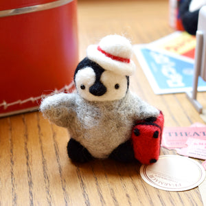 GoTo! Traveler Penguin Needle Felted Figure (Red Suitcase ver.)