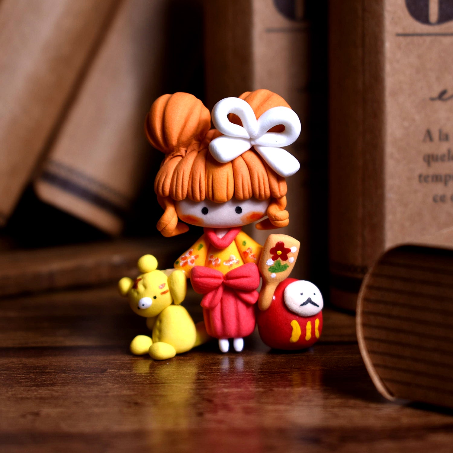.໒꒱°*Pearl.'s hand made໒꒱°* 包包頭小女孩與新年 黏土公仔 | RARE FIND ZAKKA
