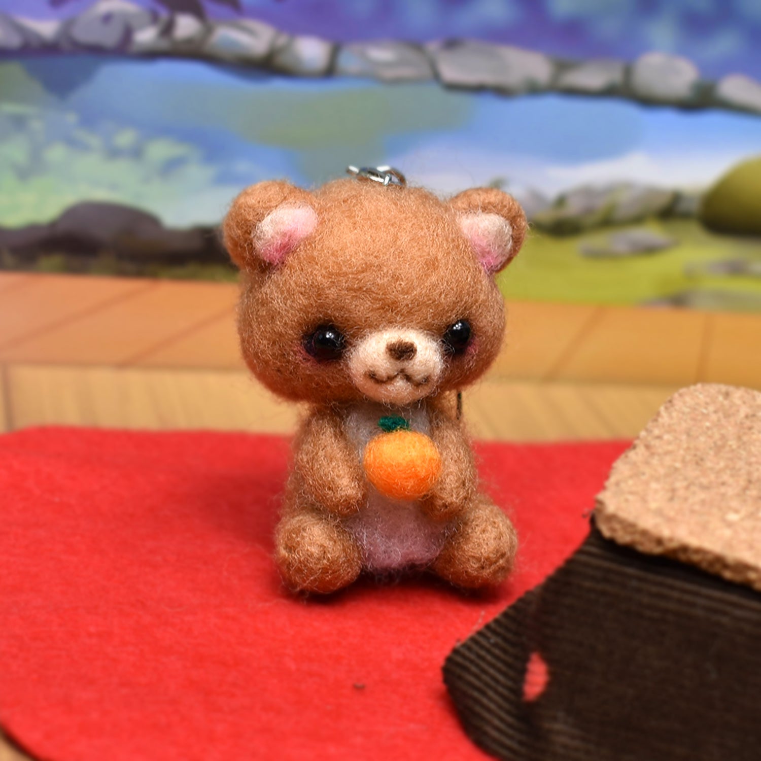 Little Bear's Holiday Vacation Needle Felted Figure and Kotatsu Set