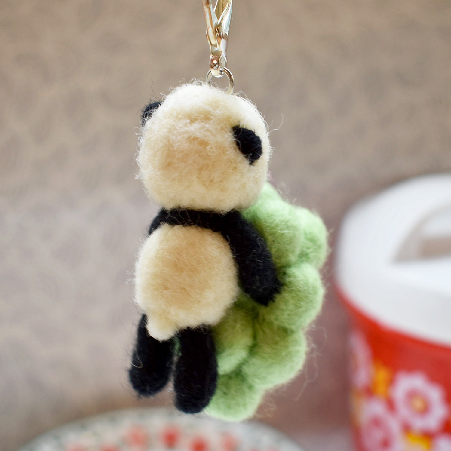 Muscat Grapes Panda Needle Felted Keycharm