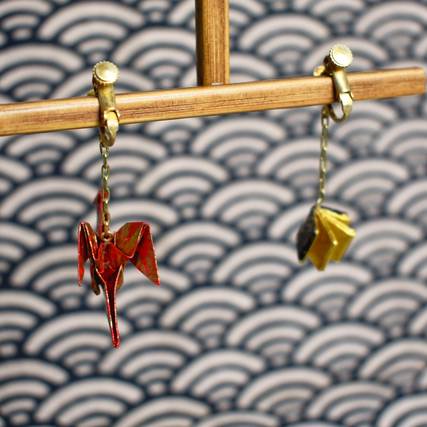 "The Grand Grimoire: The Red Dragon" Origami Clip On Earrings