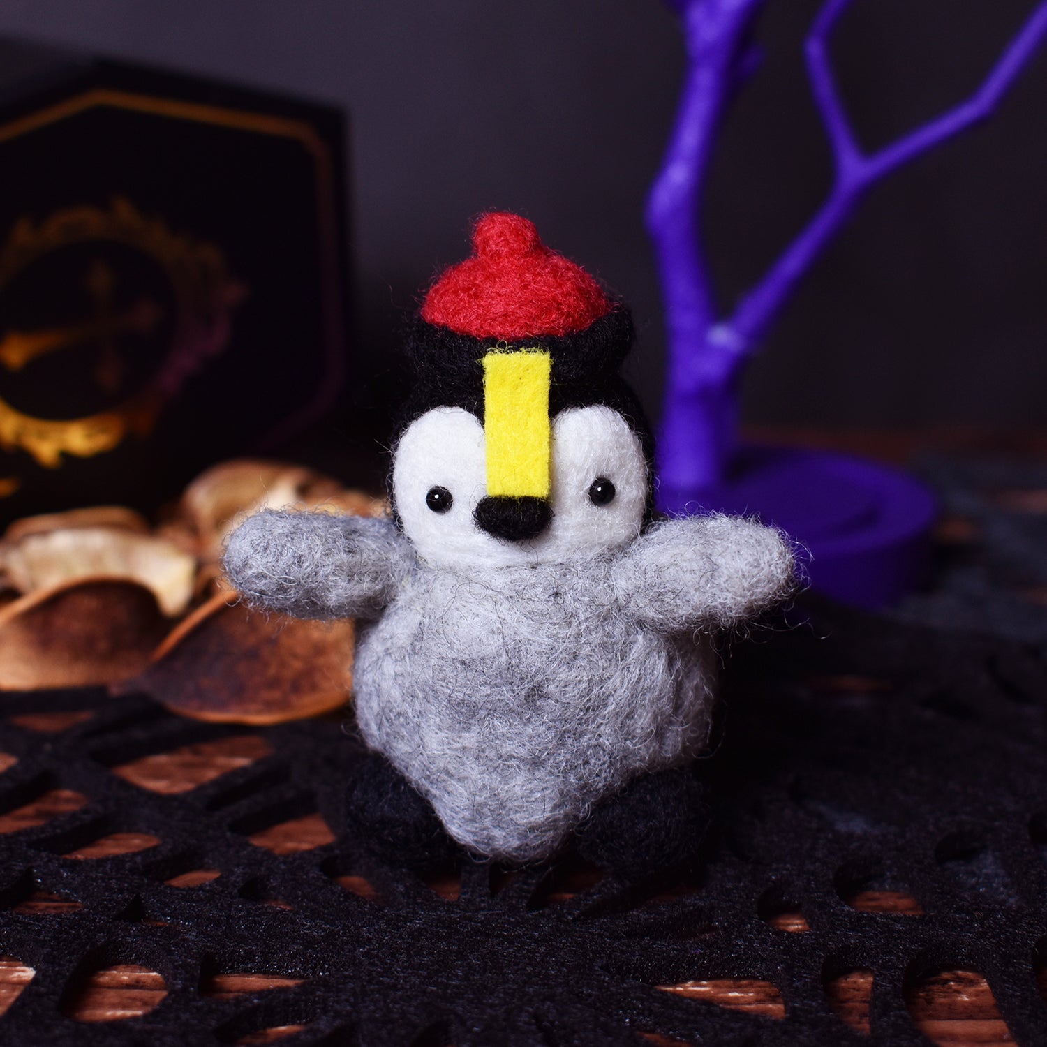 Chinese Jiangshi Penguin Needle Felted Figure -Halloween Limited Edition-