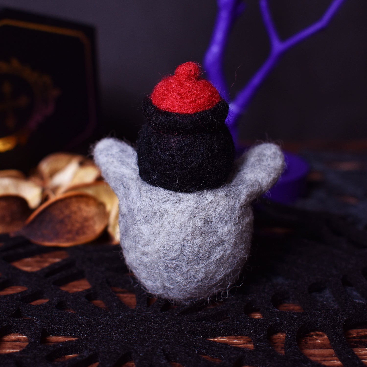 Chinese Jiangshi Penguin Needle Felted Figure -Halloween Limited Edition-