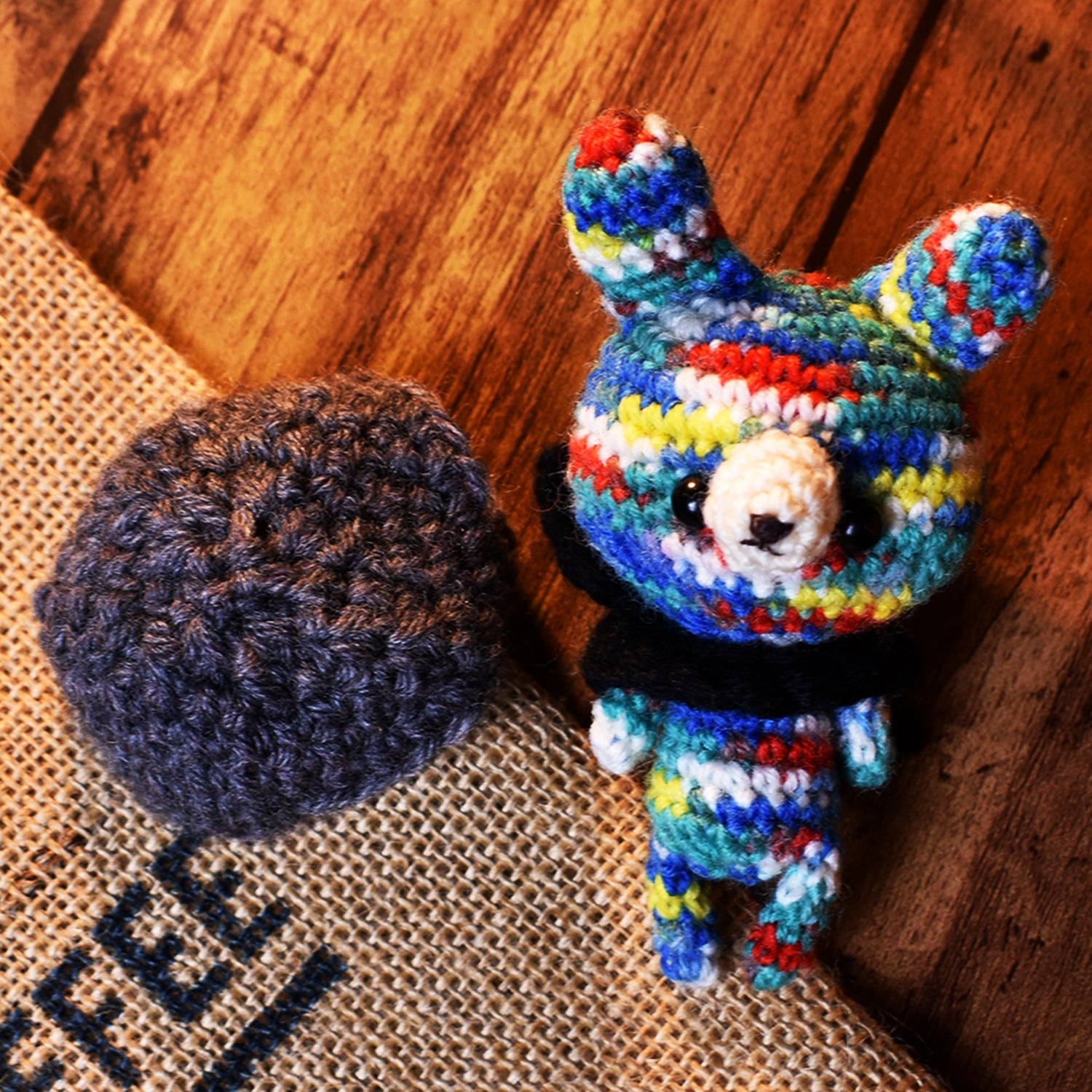 冬季服裝兔兔編織娃娃 (漸層藍色)
