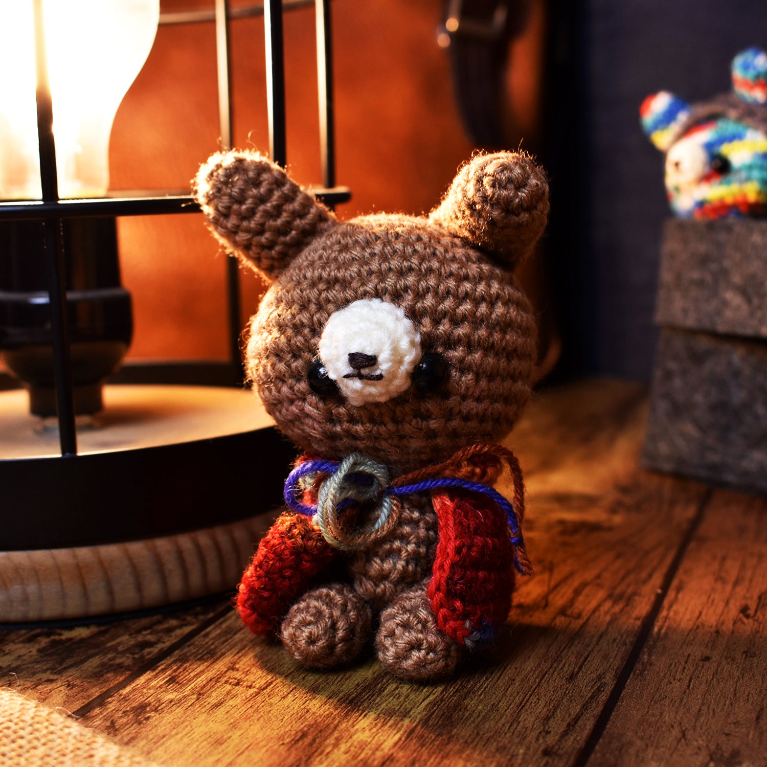 amibox Japan handmade cute knitted brown rabbit with cape RARE FIND ZAKKA
