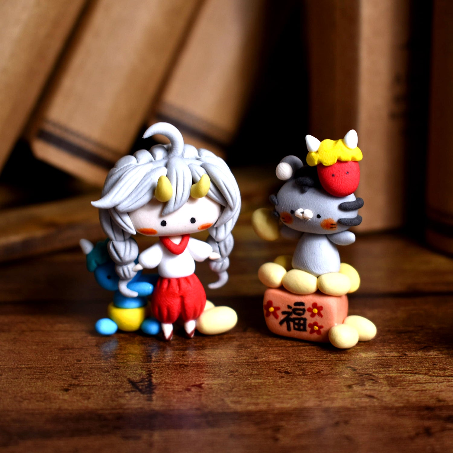 Demon Girl and Tiger Setsubun Clay Figure Set
