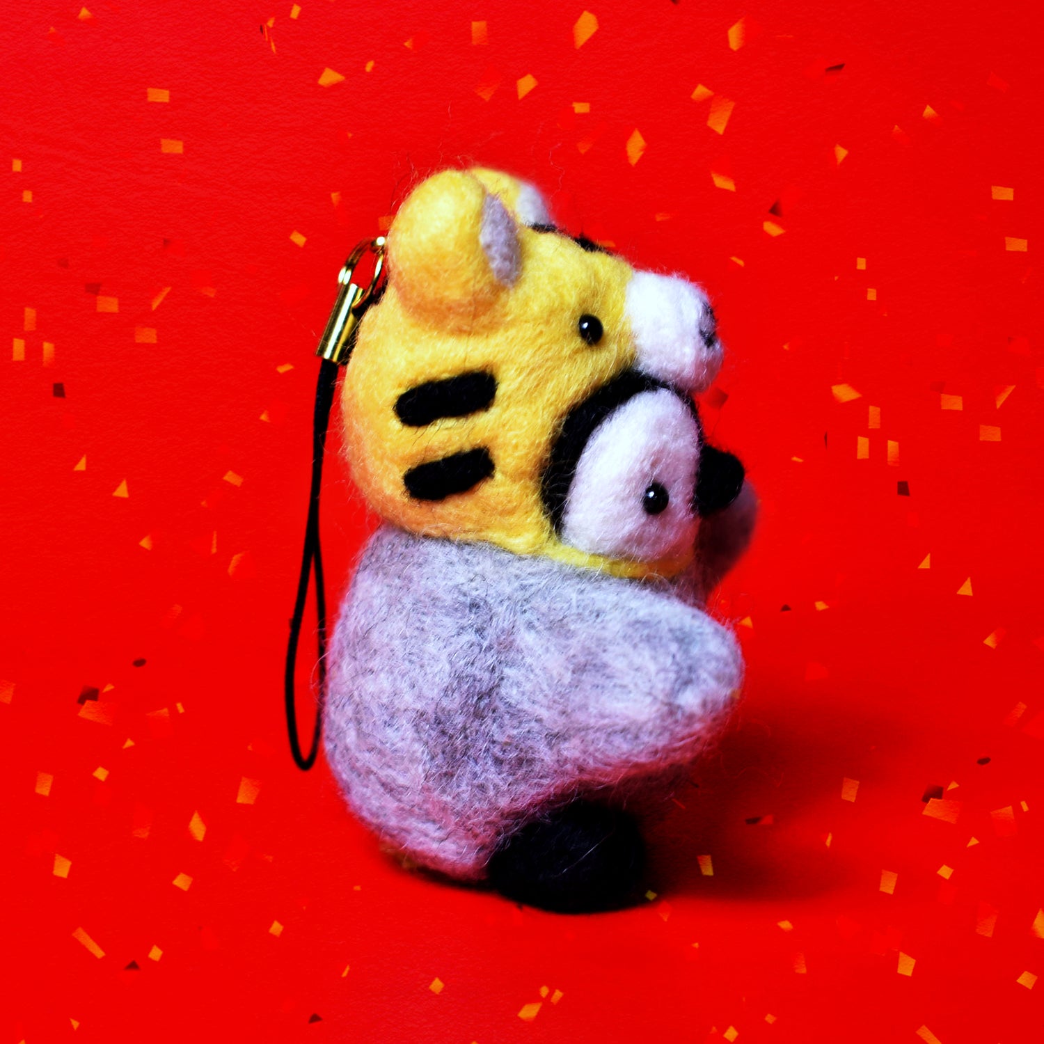 Penguin wearing a Tiger Hat Needle Felted Figure -New Year Limited Edition-