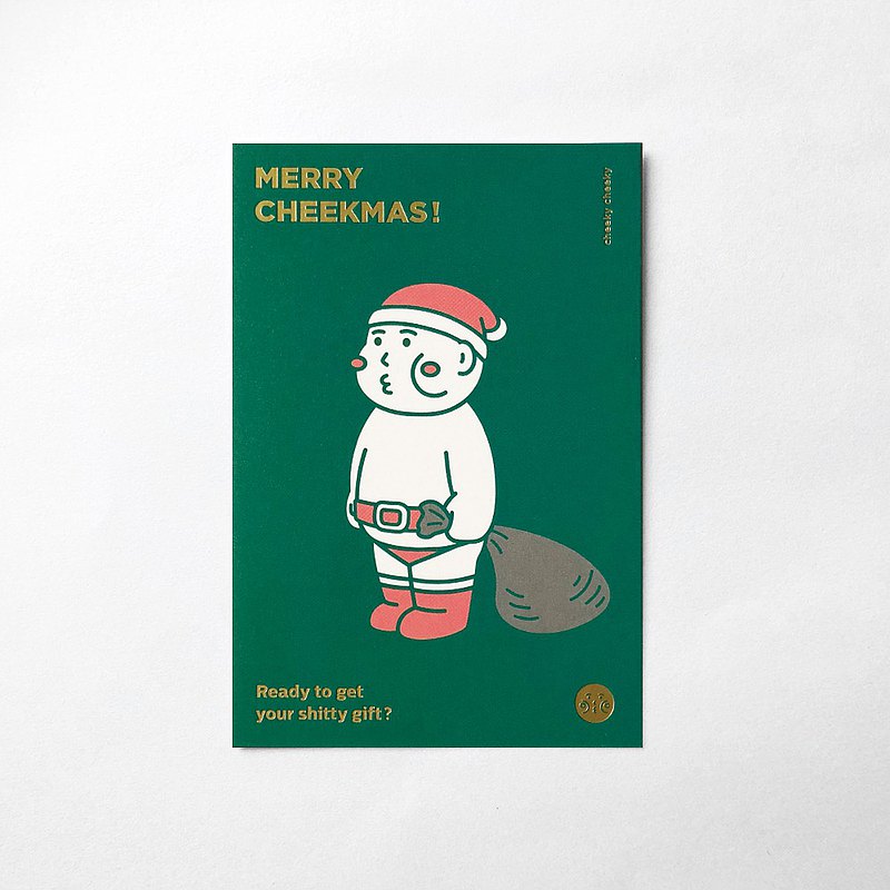 Merry Cheekmas 燙金聖誕卡連信封貼紙組