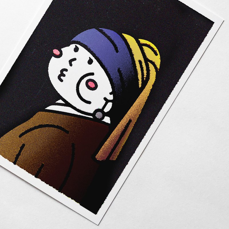 Cheeky Girl with a Pearl Earring "Don't follow me." Postcard