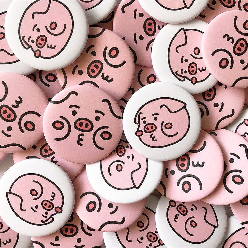 Cheeky Pig Round Badges