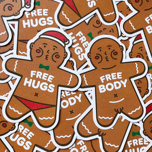 FREE HUGS Cheeky Gingerbread Man Postcard Envelope Set