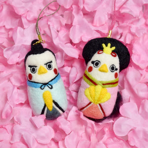 ぺろけとちち Japanese Cute Handmade Accessories Hinamatsuri Gentleman Bird & Lady Bird Needle Felted Keychain Set Doll's Day Limited Edition RARE FIND ZAKKA