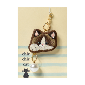 chic_chic_cat japanese handmade Dragon Li Cat Pearl Embroidered Keycharm RARE FIND ZAKKA