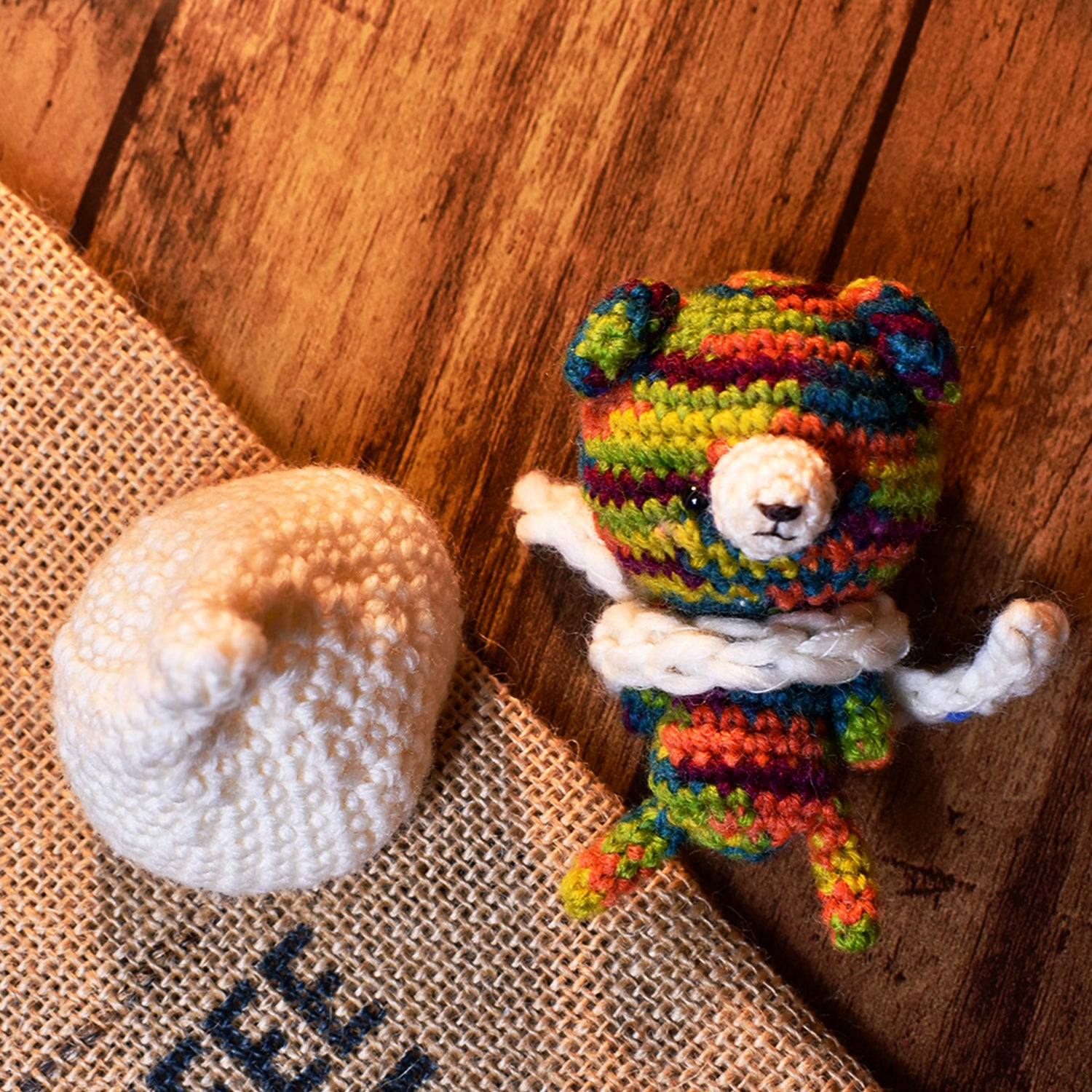 冬季服裝熊熊編織娃娃 (漸層秋色)