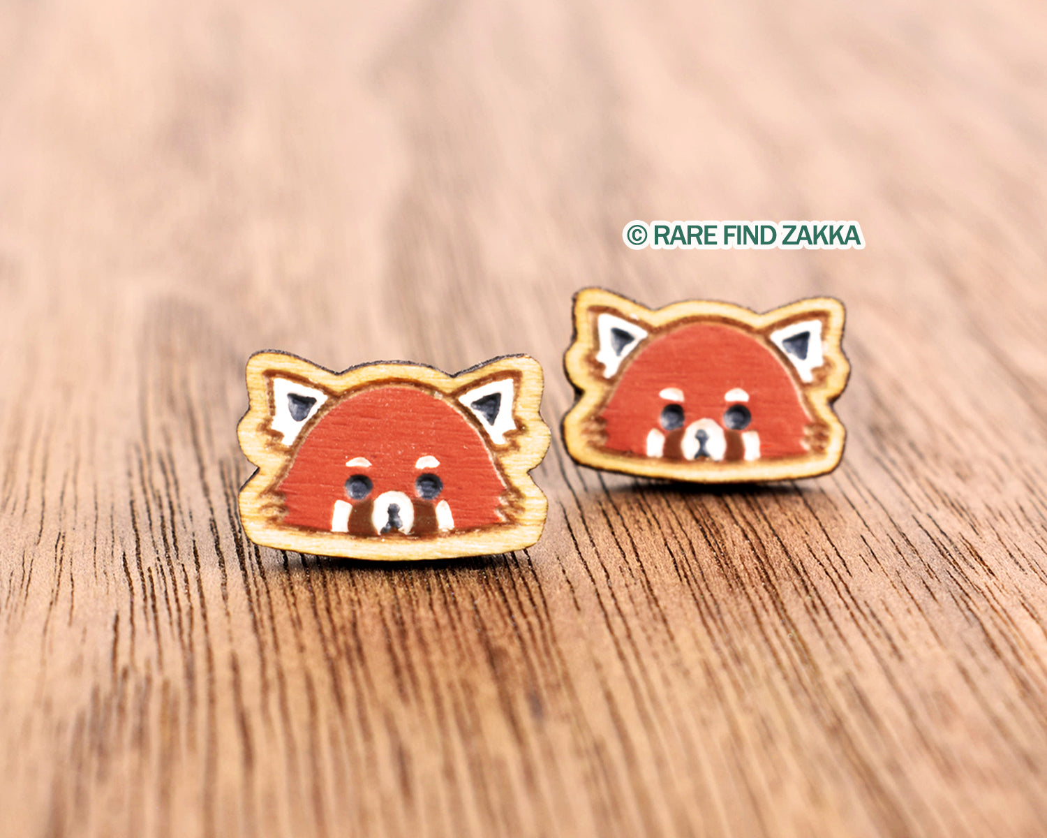 Tiny hand painted adult red panda earrings
