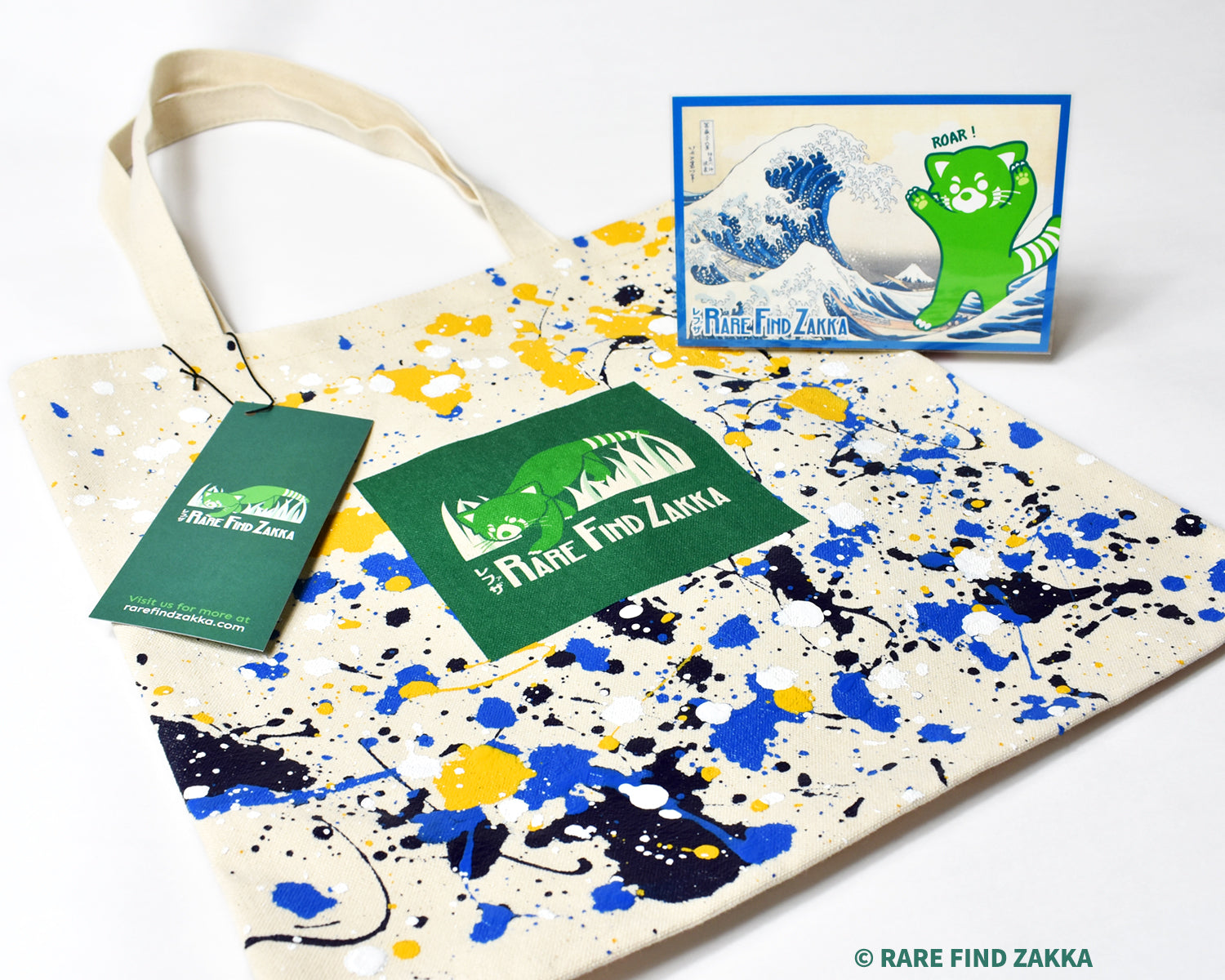 famous great wave art tote bag made in Japan limited set