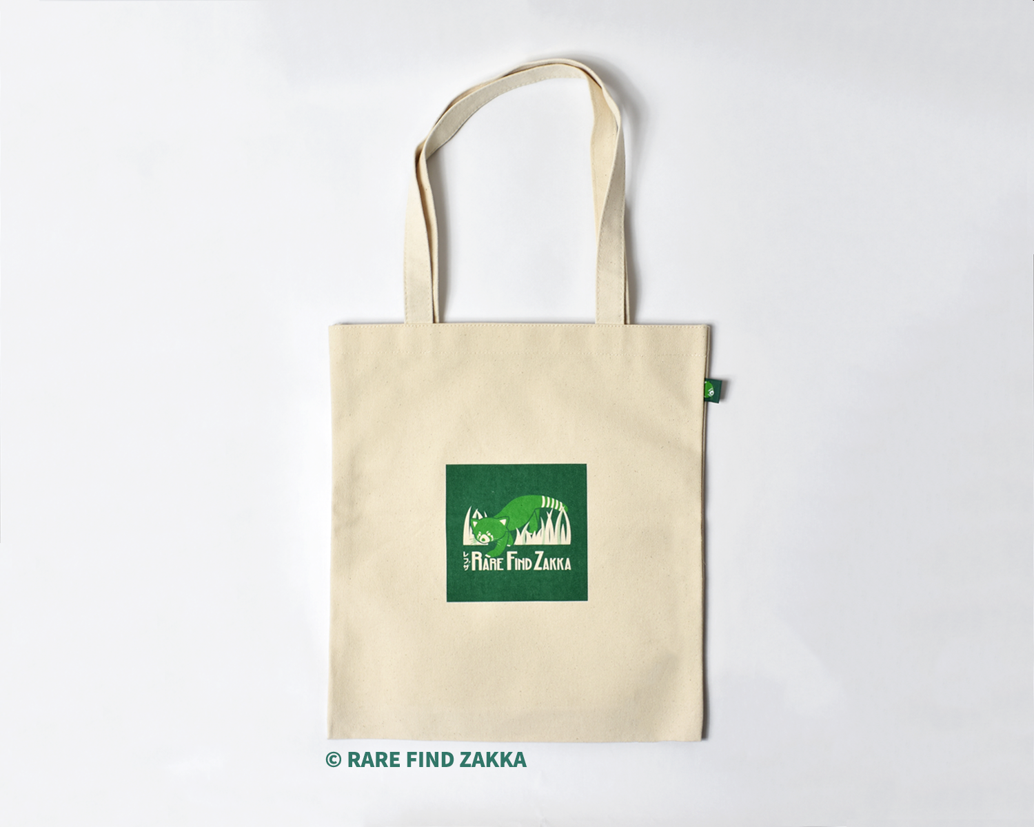 green red panda and white canvas tote bag made in taiwan