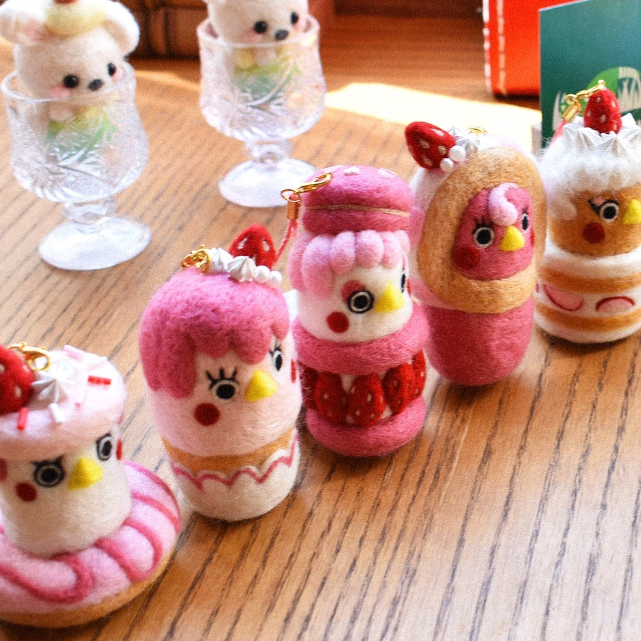 RARE FIND ZAKKA The Classic 80's Theme Collection ぺろけとちち Japanese Cute Handmade Strawberry Cakes Needle Felted Keychain