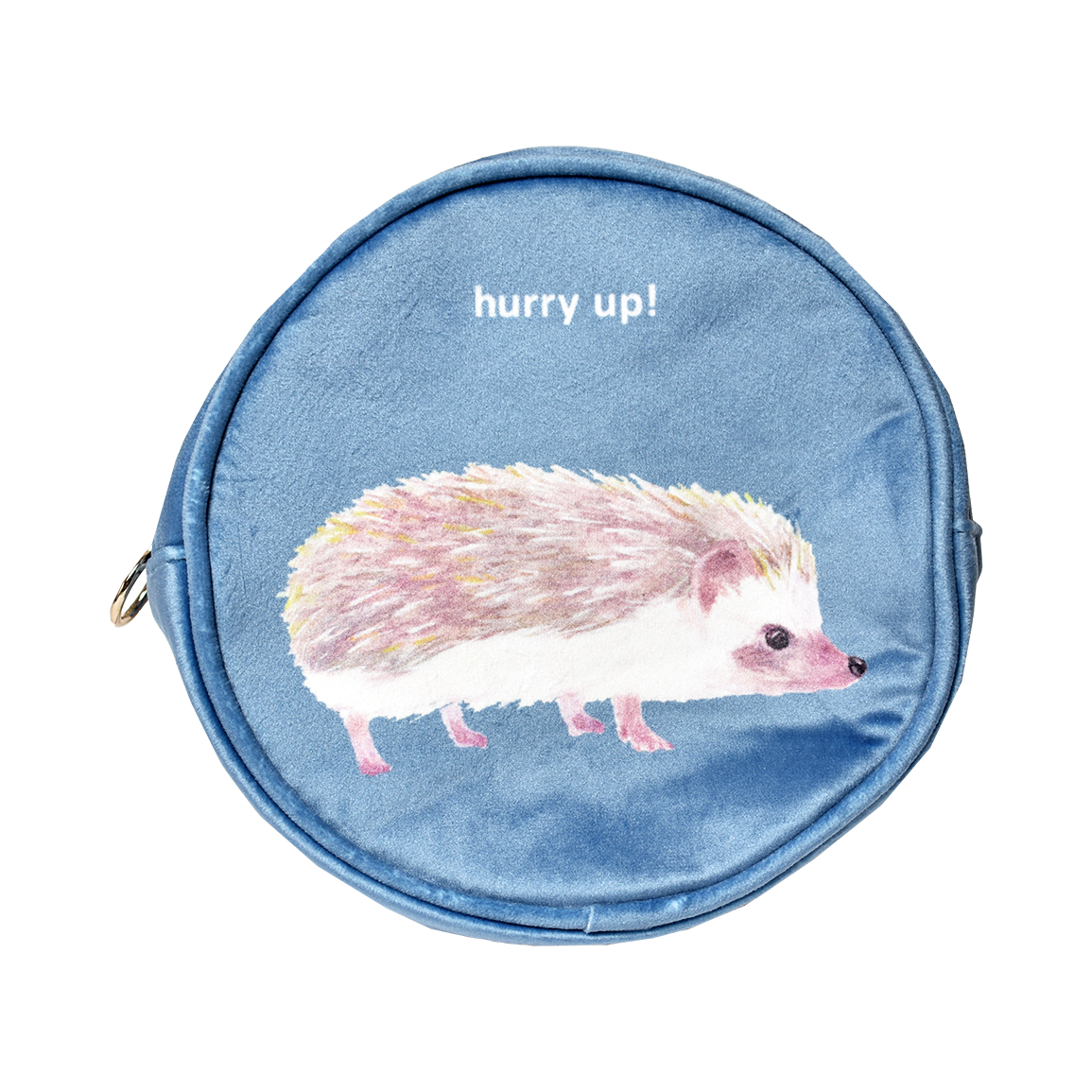 Friendshill hurry up! Hedgehog Warm Science Blue Round Pouch Bag