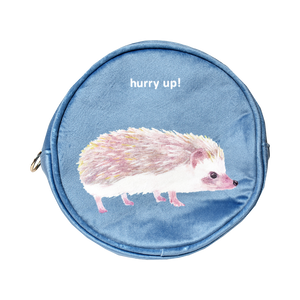 Friendshill hurry up! Hedgehog Warm Science Blue Round Pouch Bag