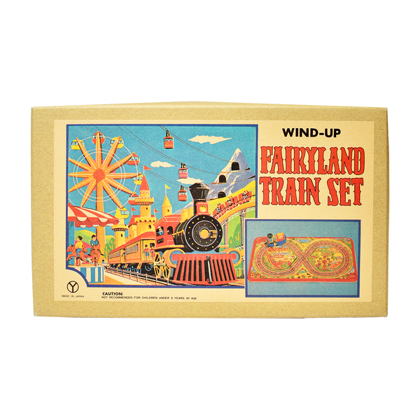 Japan Sanko Seisakusho Retro Wind-Up Fairyland Train Set Tin Toy